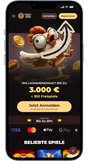 VinciSpin Offizielle Webseite öffnen